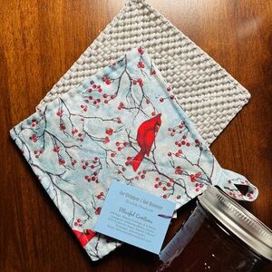 1pc. Handmade Fabric Jar Gripper & Opener – Red Bird Cardinal print